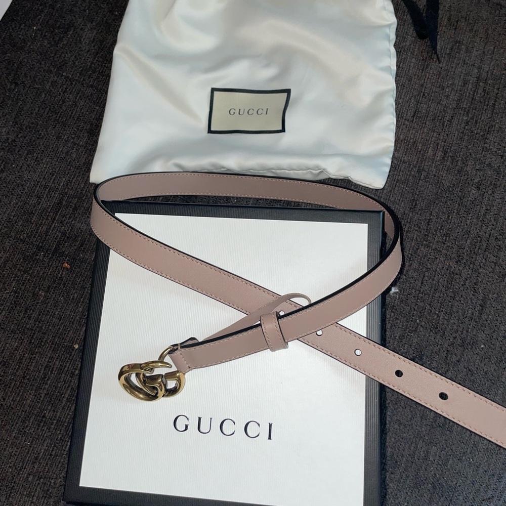 Authentic Gucci Leather Belt with Double G buckle